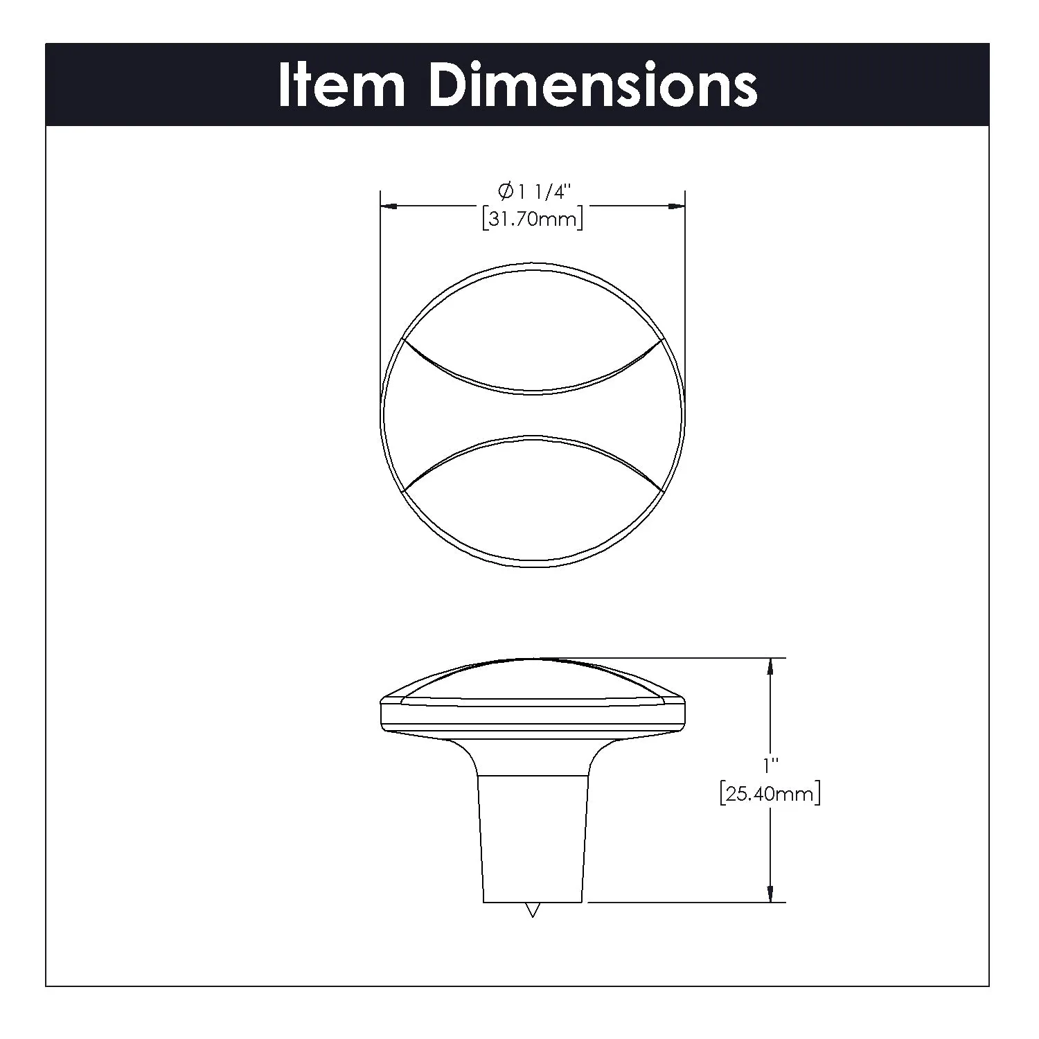 1-1/4 inch (32mm) Diameter Crest Cabinet Knob