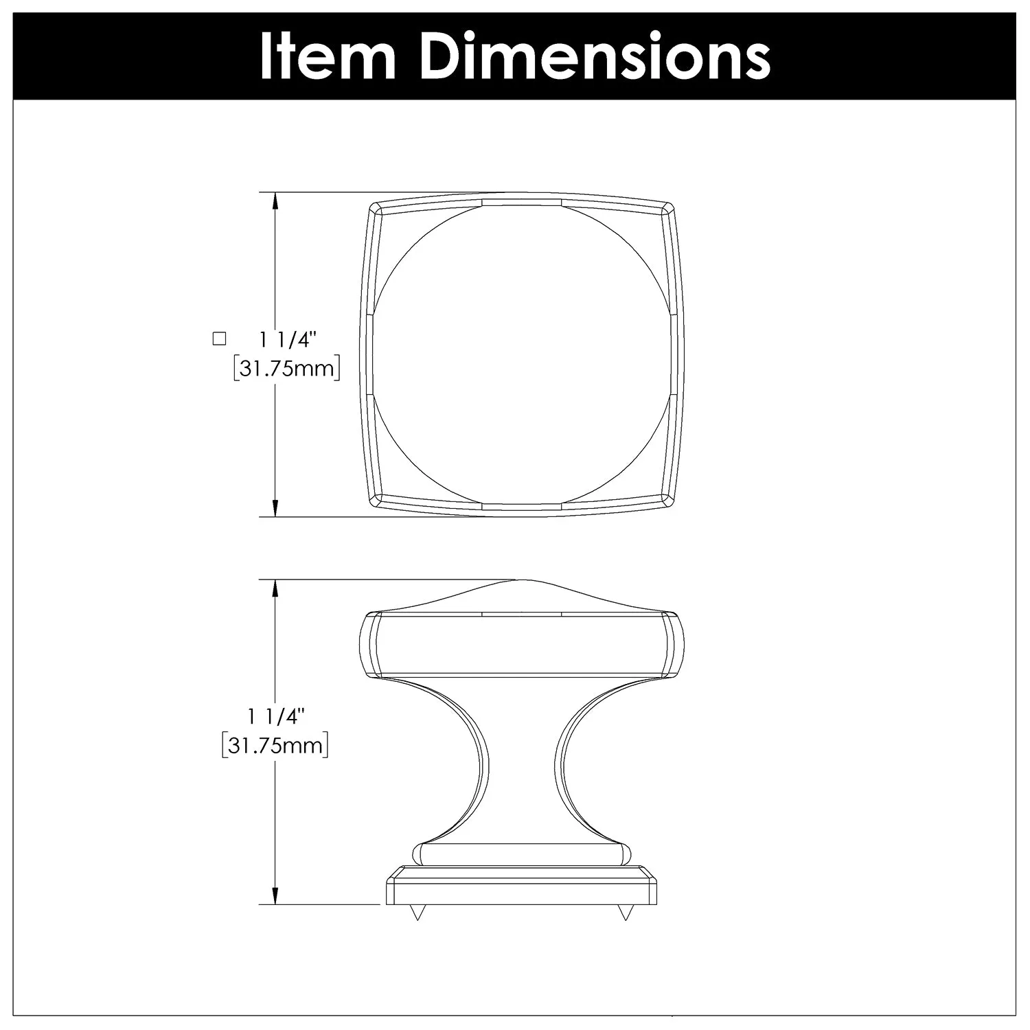 1-1/4 inch (32mm) Dover Knob