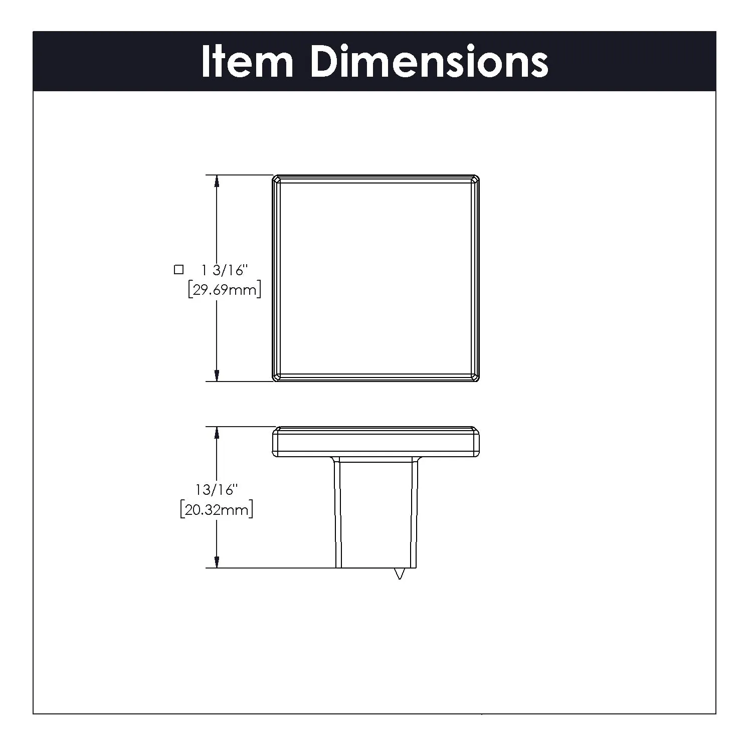1-3/16 Inch Square Heritage Designs Contemporary Knob (10-Pack)