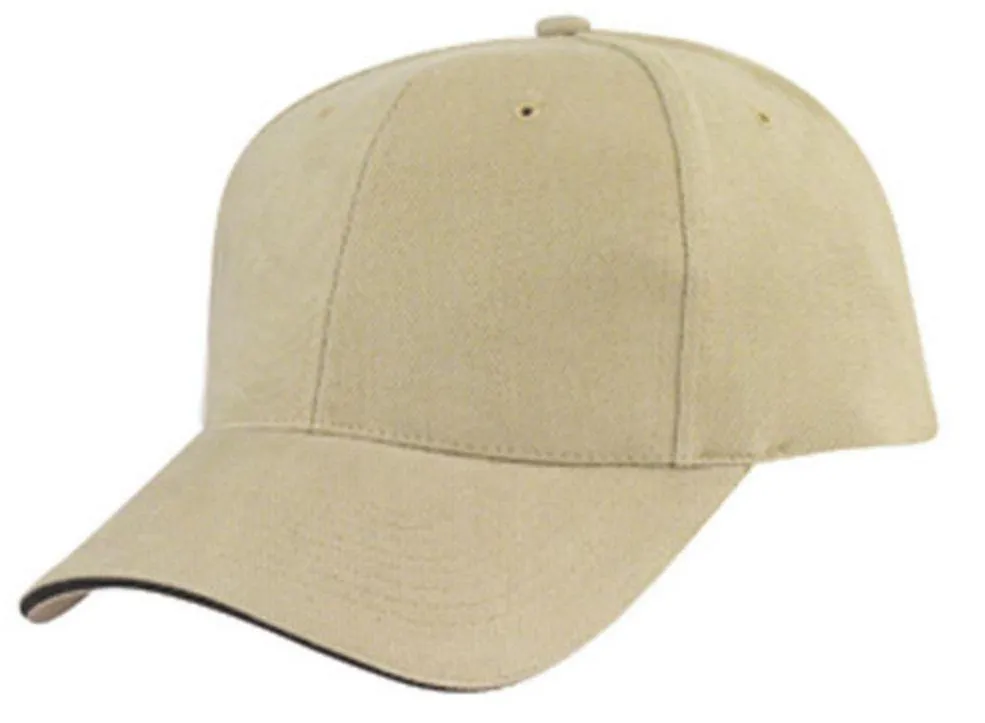 1 Dozen Brushed Cotton Sandwich 6 Panel Low Crown Baseball Hats Caps Wholesale Bulk