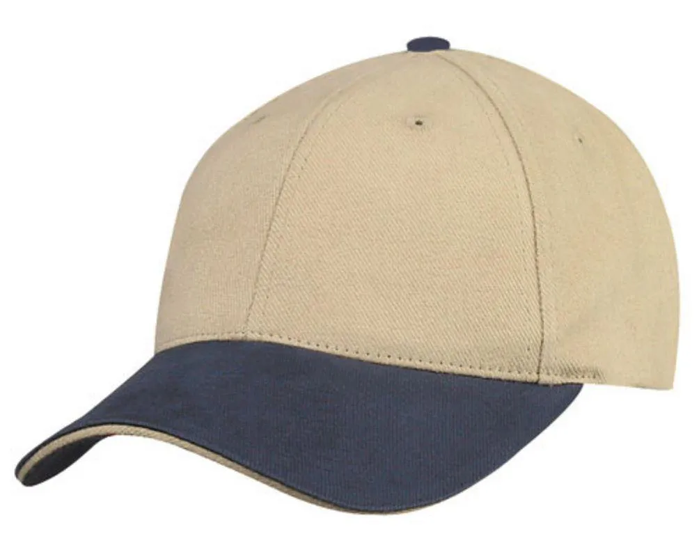 1 Dozen Brushed Cotton Sandwich 6 Panel Low Crown Baseball Hats Caps Wholesale Bulk