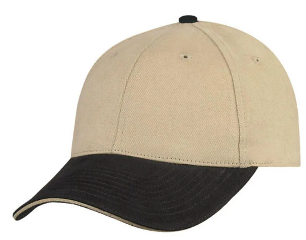 1 Dozen Brushed Cotton Sandwich 6 Panel Low Crown Baseball Hats Caps Wholesale Bulk