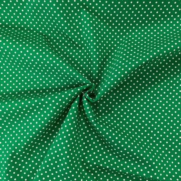 100% Cotton  - Rose and Hubble - Spot - Emerald - Sold by Half Metre