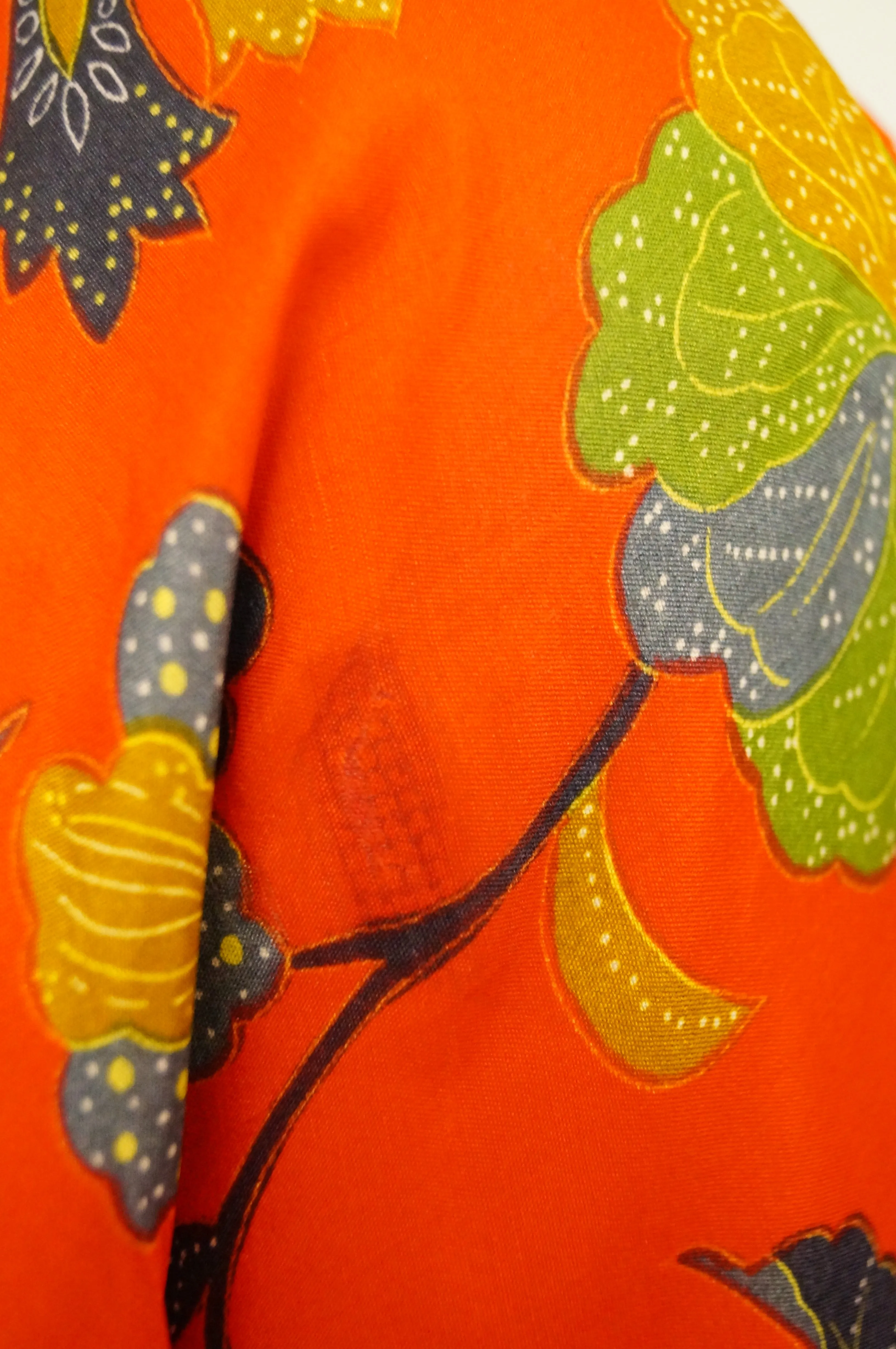 1960s Japanese Red Floral Silk Kimono Two Piece