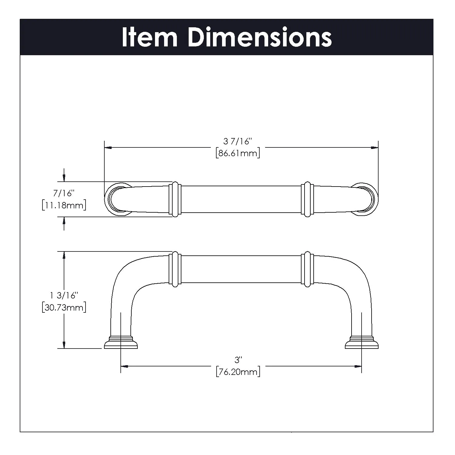 3 inch (76mm) Cottage Cabinet Pull