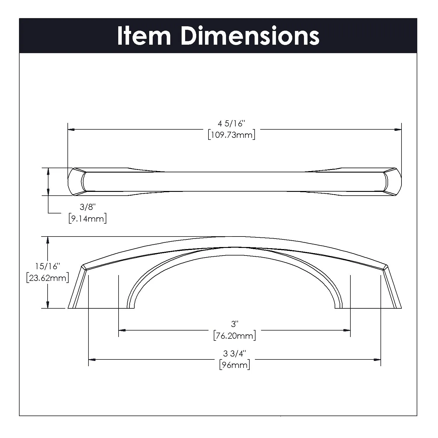 3 Inch & 3-3/4 Inch (96mm) Center-to-Center Greenwich Cabinet Pull