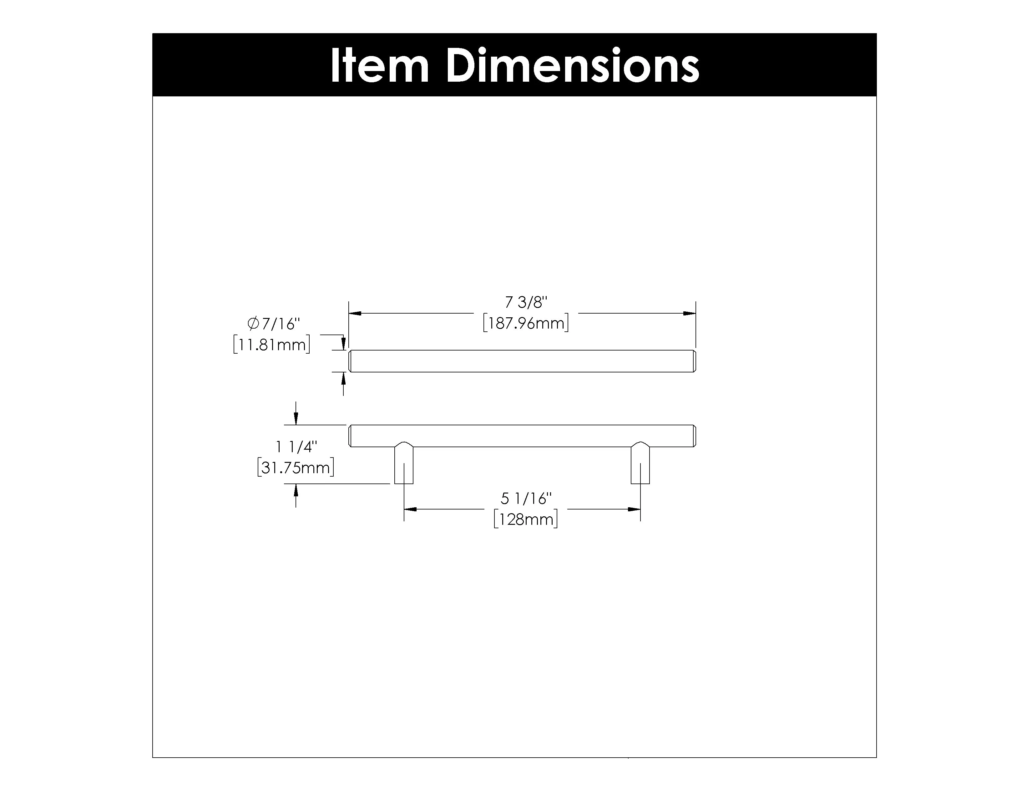 5-1/6 inch (128mm) Center to Center Bar Pull Cabinet Pull