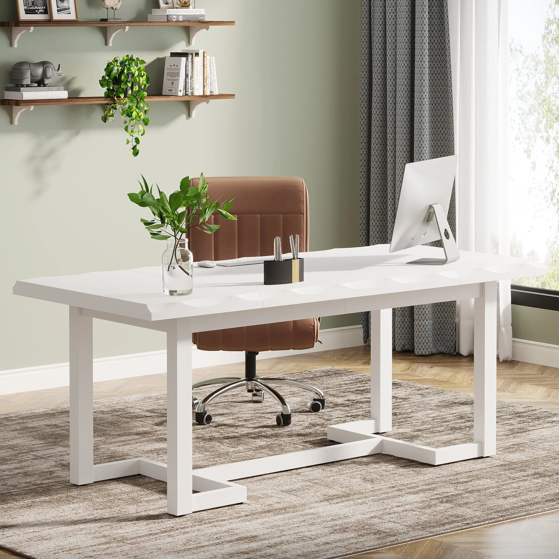 63" Computer Desk, Wood Executive Desk Study Writing Table