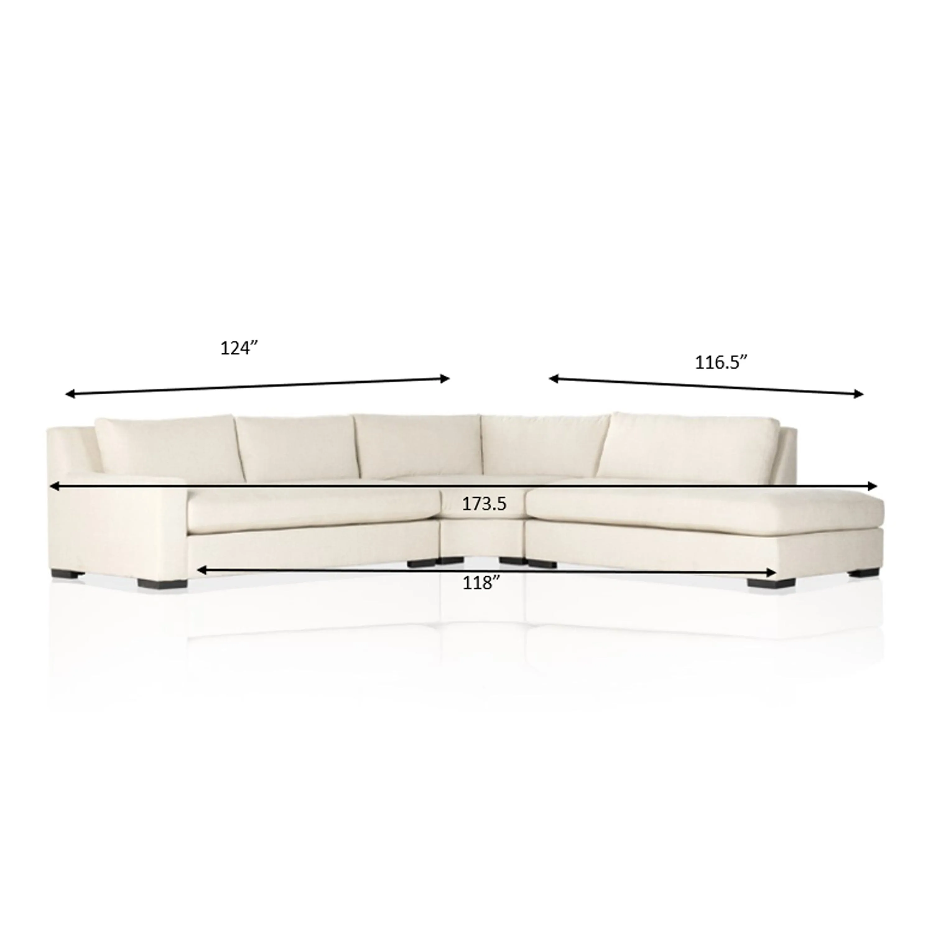 Albany 3 Piece Sectional, Alcott Fawn
