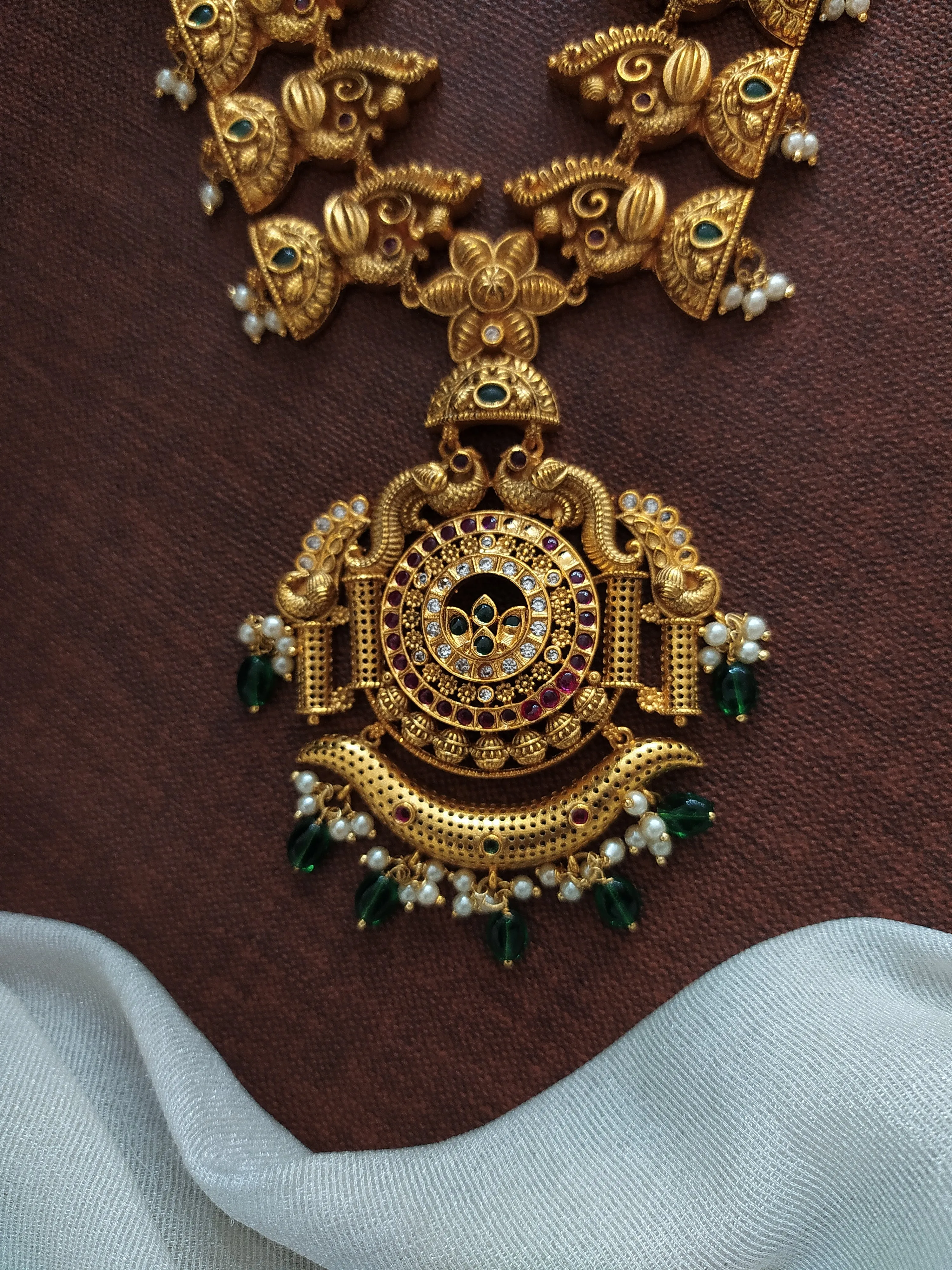 Antique Peacock-Designed Long Haram Set