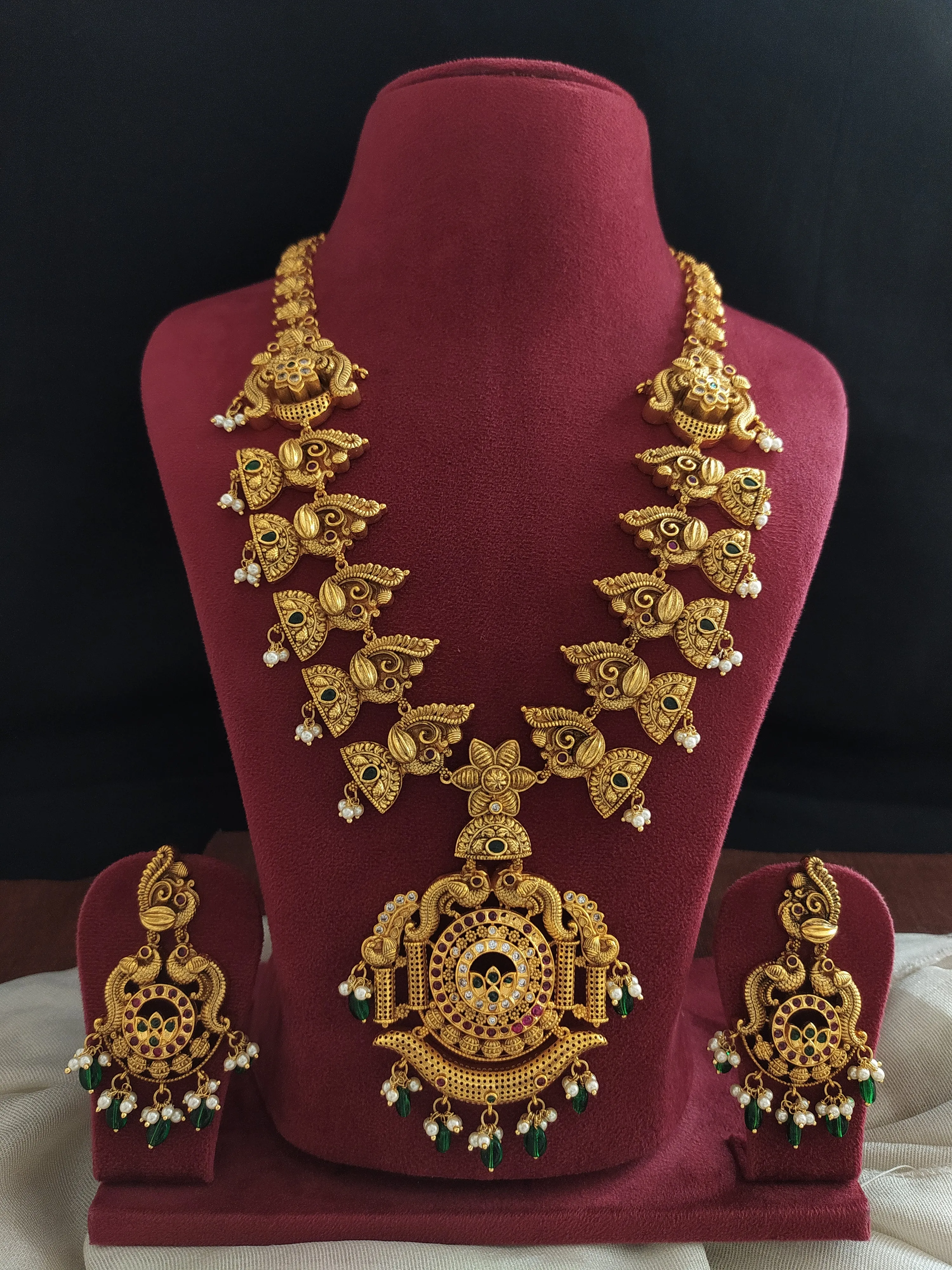 Antique Peacock-Designed Long Haram Set