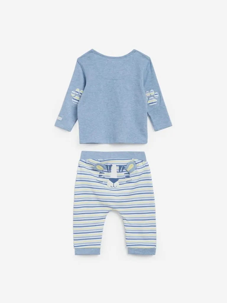 Baby HOP Blue Melange T-Shirt and Pants Set