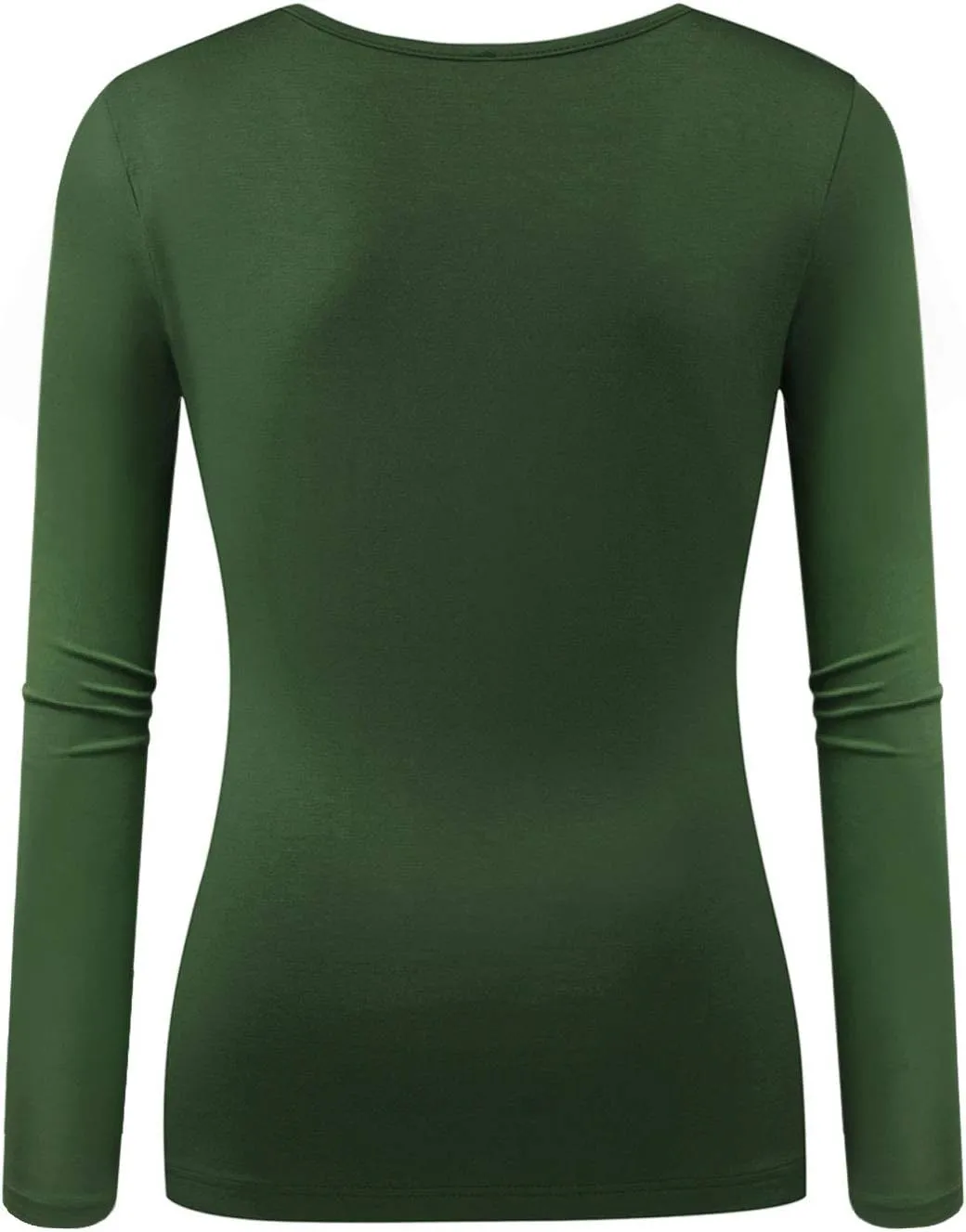 Beauhuty Women's Deep V Neck Slim Fitted Long Sleeve T-Shirt Front Wrap Ruched Tee Tops