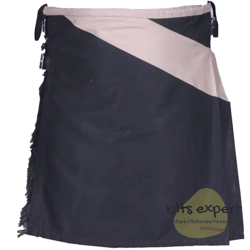 Black & Khaki Two Tone Modern Utility Kilts For Active Men