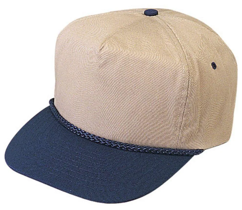 Blank Two Tone 5 Panel Baseball Cotton Twill Braid Snapback Hats Caps