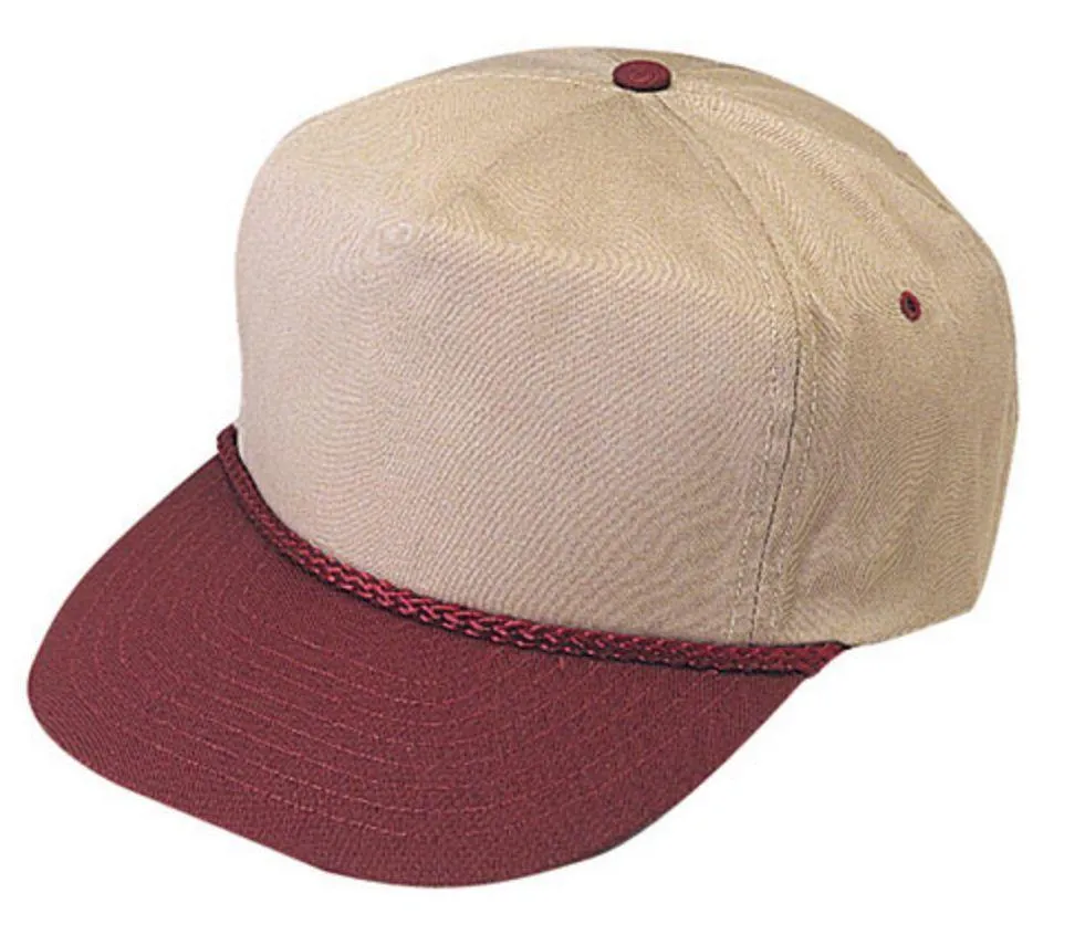 Blank Two Tone 5 Panel Baseball Cotton Twill Braid Snapback Hats Caps