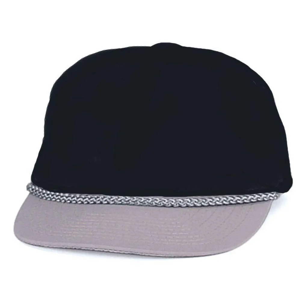 Blank Two Tone 5 Panel Baseball Cotton Twill Braid Snapback Hats Caps