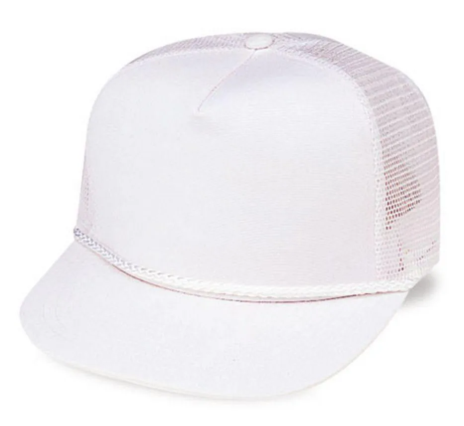 Blank Two Tone 5 Panel Trucker Cotton Twill Mesh Braid Hats Caps
