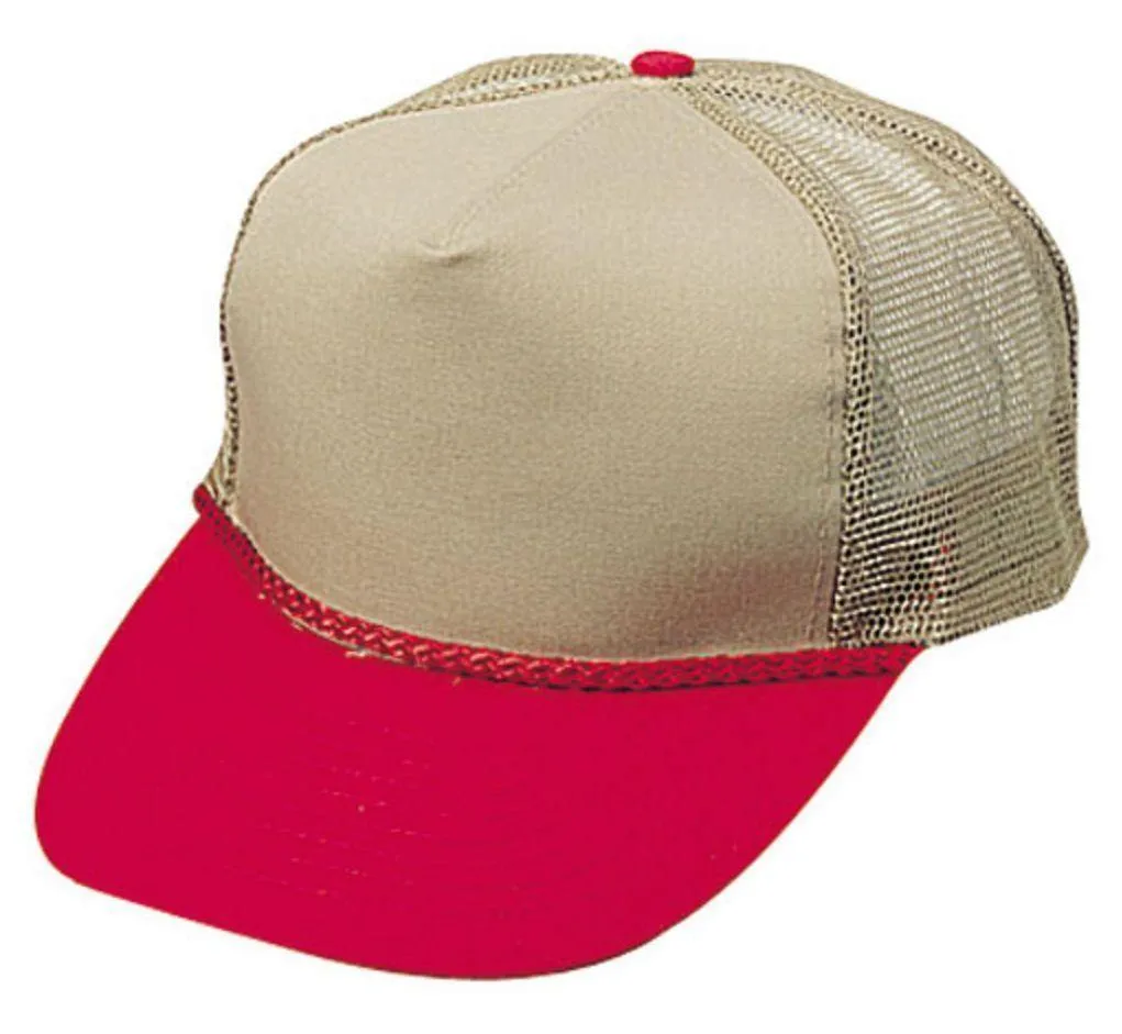 Blank Two Tone 5 Panel Trucker Cotton Twill Mesh Braid Hats Caps
