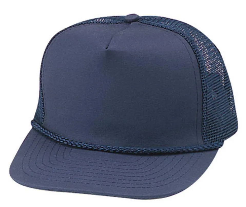 Blank Two Tone 5 Panel Trucker Cotton Twill Mesh Braid Hats Caps