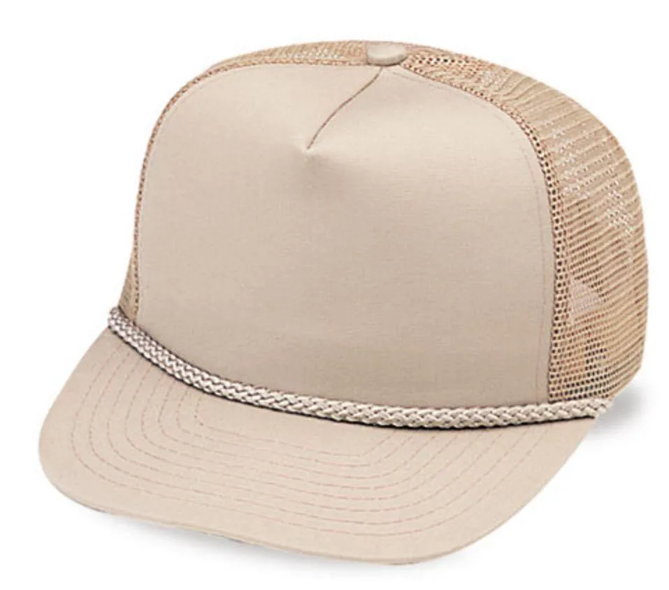 Blank Two Tone 5 Panel Trucker Cotton Twill Mesh Braid Hats Caps