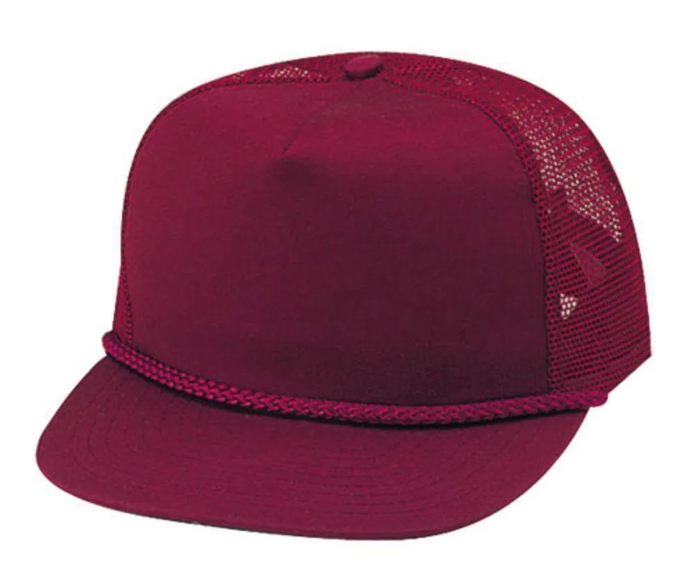 Blank Two Tone 5 Panel Trucker Cotton Twill Mesh Braid Hats Caps
