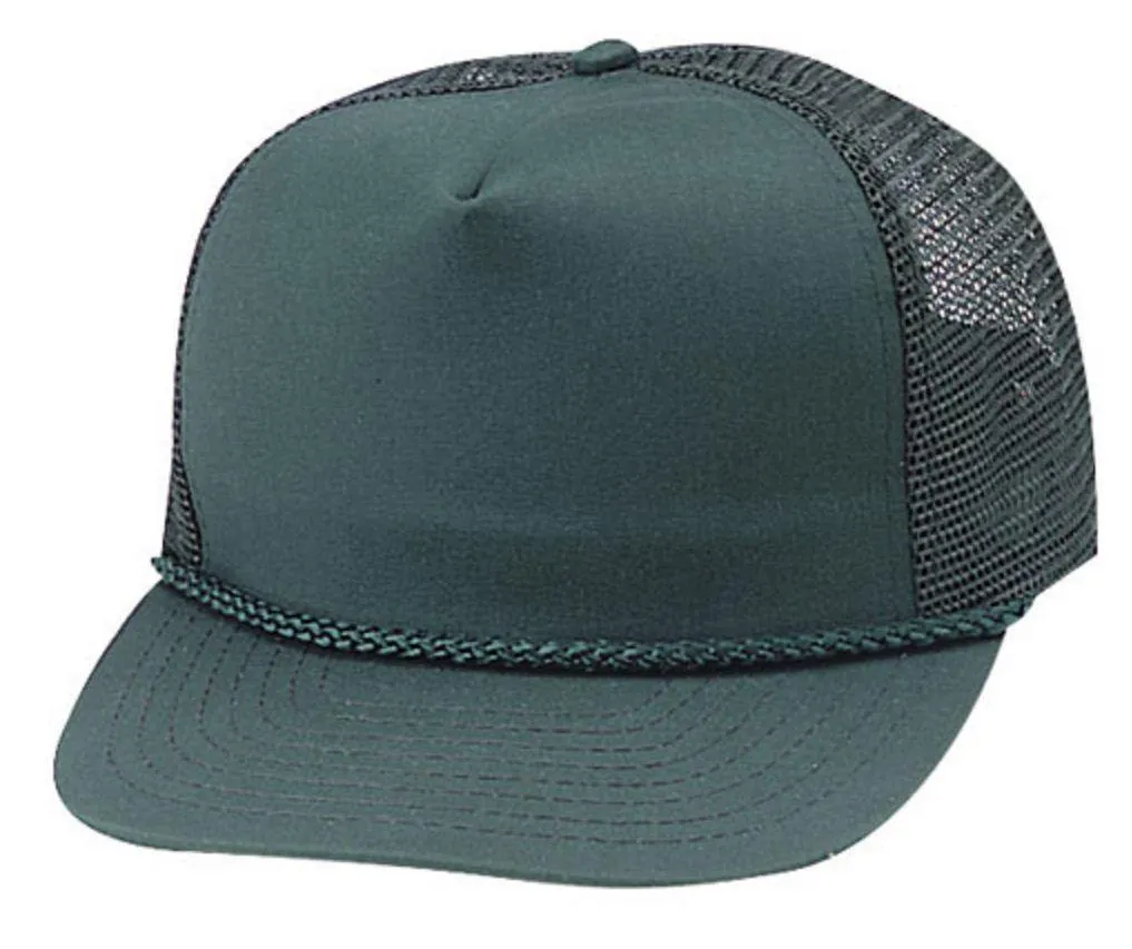 Blank Two Tone 5 Panel Trucker Cotton Twill Mesh Braid Hats Caps