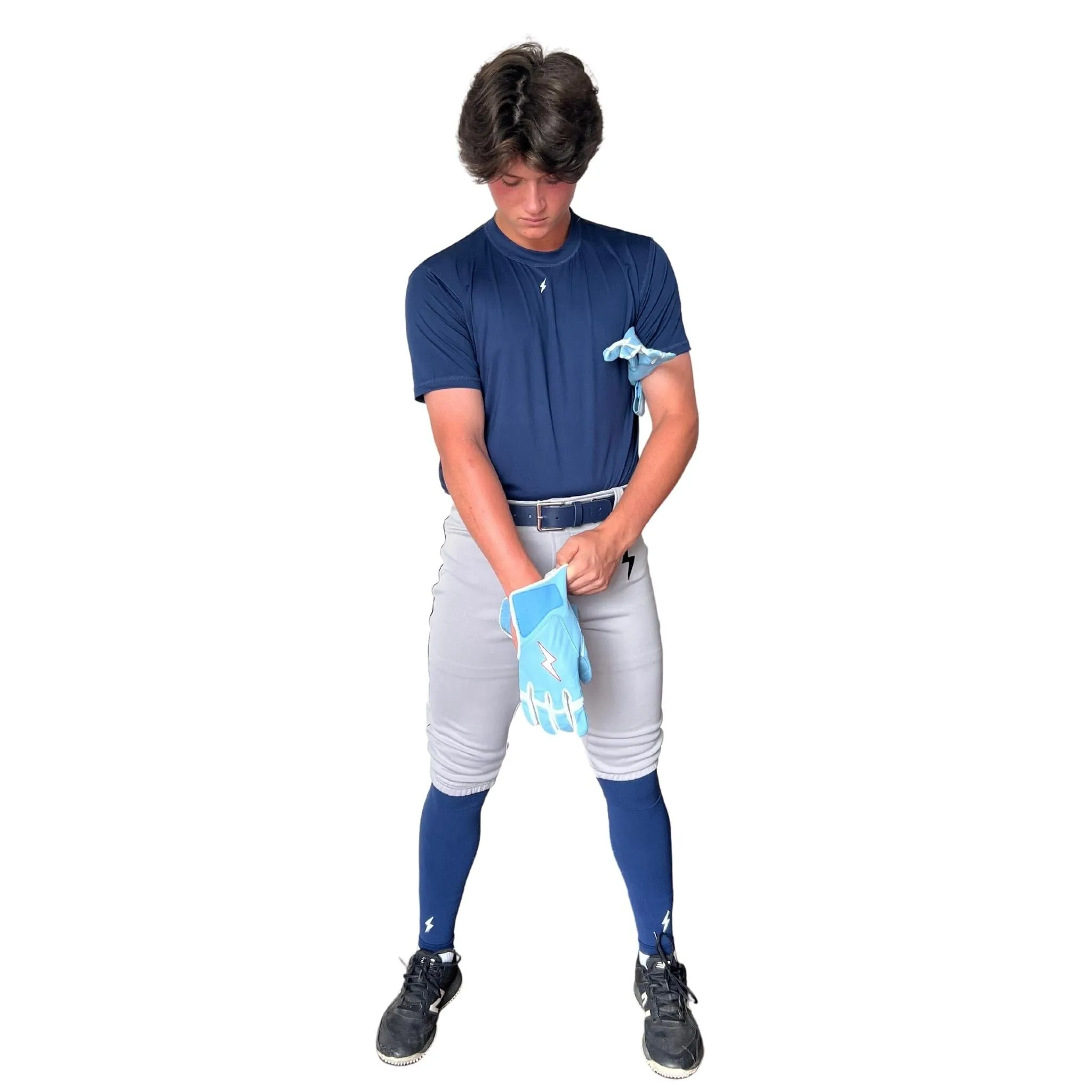 BRUCE BOLT Premium Pro Baseball Short - GREY w/ Navy