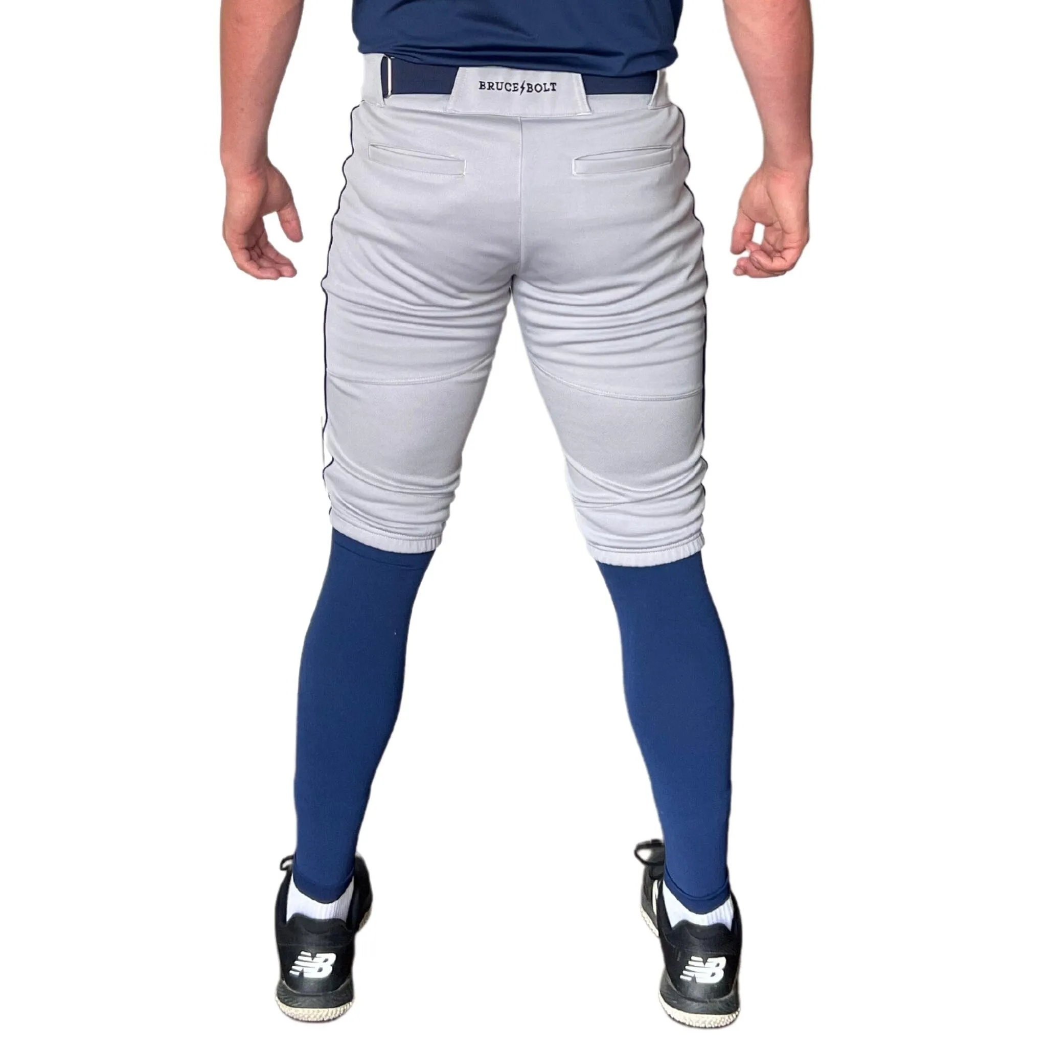 BRUCE BOLT Premium Pro Baseball Short - GREY w/ Navy