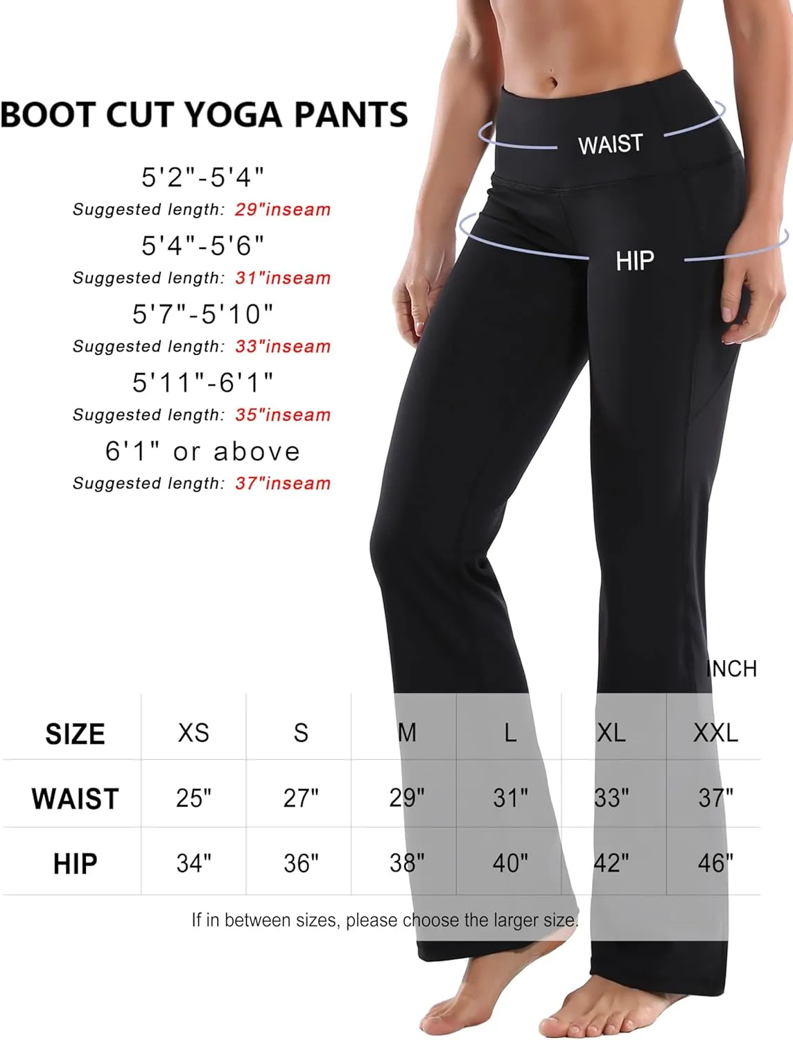 BUBBLELIME 29"/31"/33"/35"/37" 3 Styles Women's High Waist Bootcut Yoga Pants Basic/Side Pockets Tummy Control Workout Flared