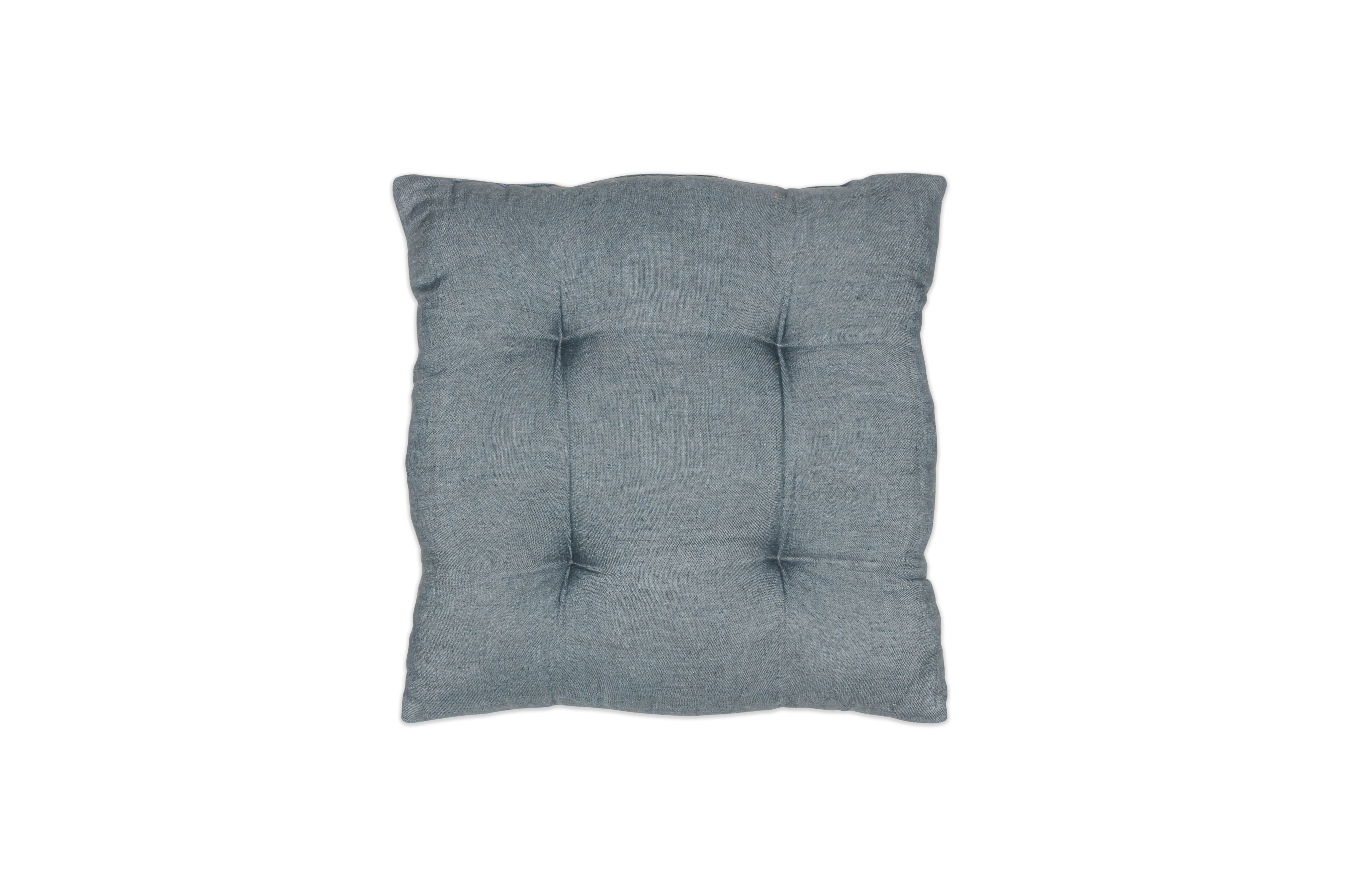 Button Tuck Linen Cushion - 45 x 45 cm - Olive or Slate