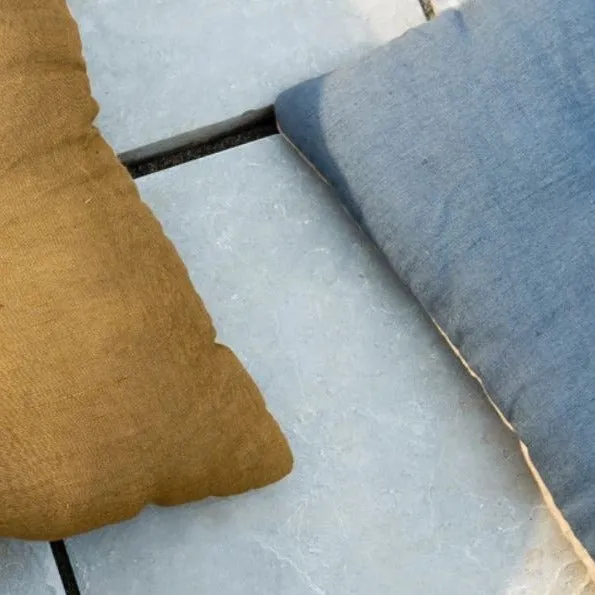 Button Tuck Linen Cushion - 45 x 45 cm - Olive or Slate