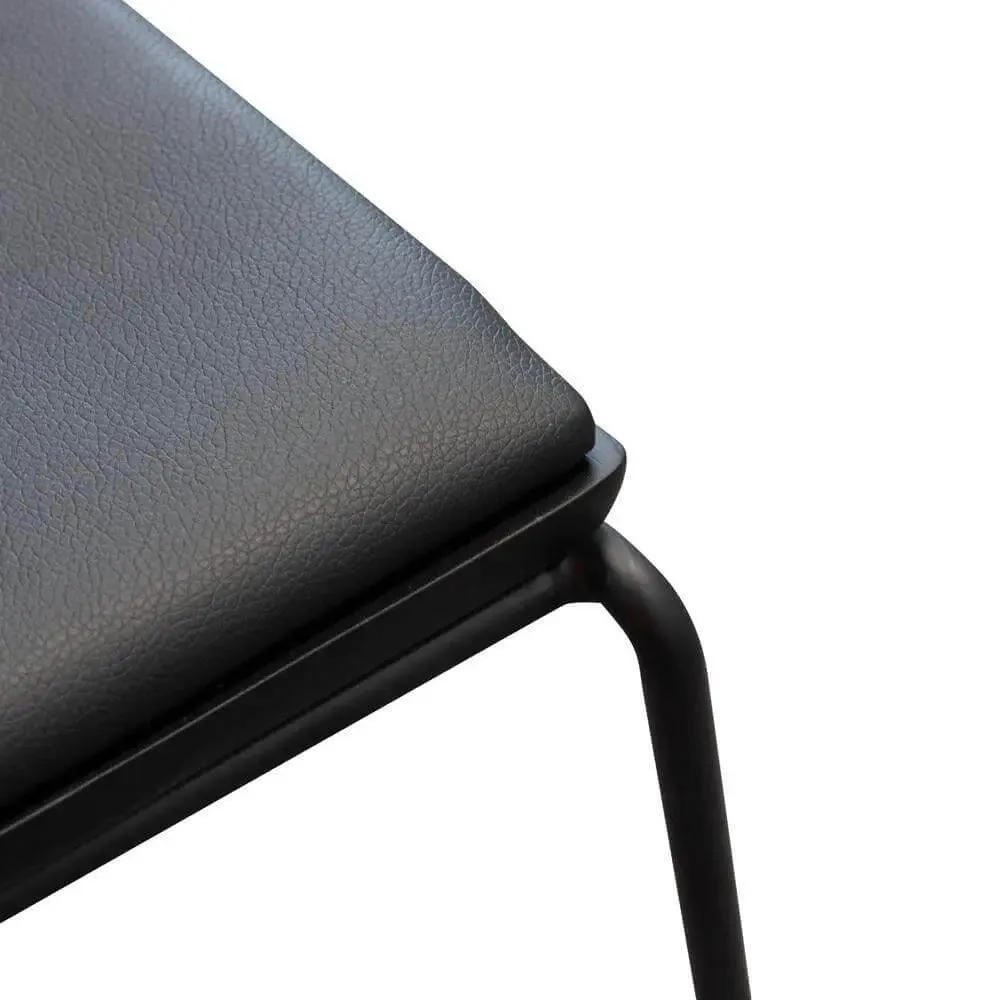 Black PU Bar Stool with Calibre Design and Black Frame - BS2455-NH