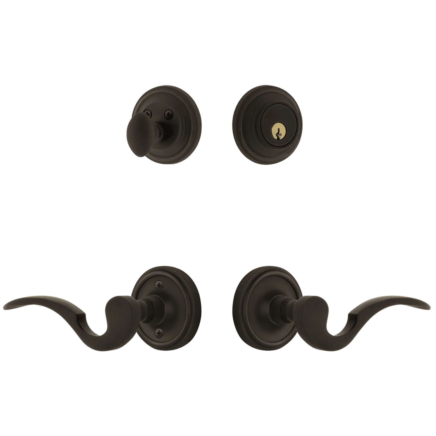 Classic Rosette Entry Set with Manor Lever in Oil-Rubbed Bronze