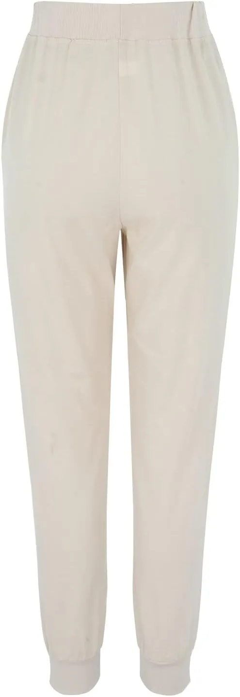 Cotton Linen Pants Women Summer Elastic High Waist Casual Yoga Pants Comfy Lightweight Tapered Joggers with Pockets
