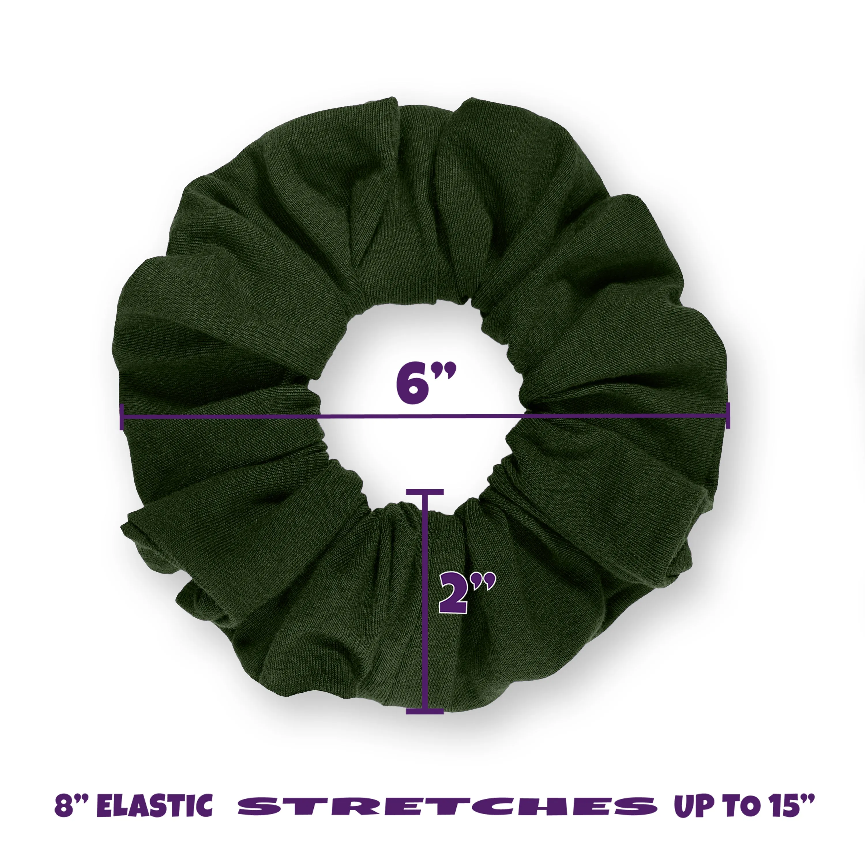 Cotton Scrunchies T-Shirt Knit Standard Size Made in the USA Olive Dark