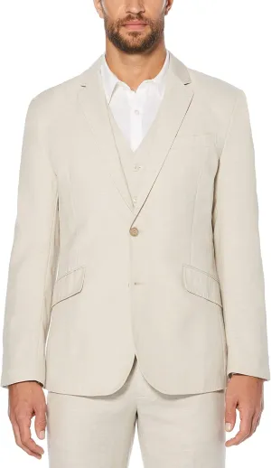 Cubavera Men's Linen Blend Jacket, Khaki, Small