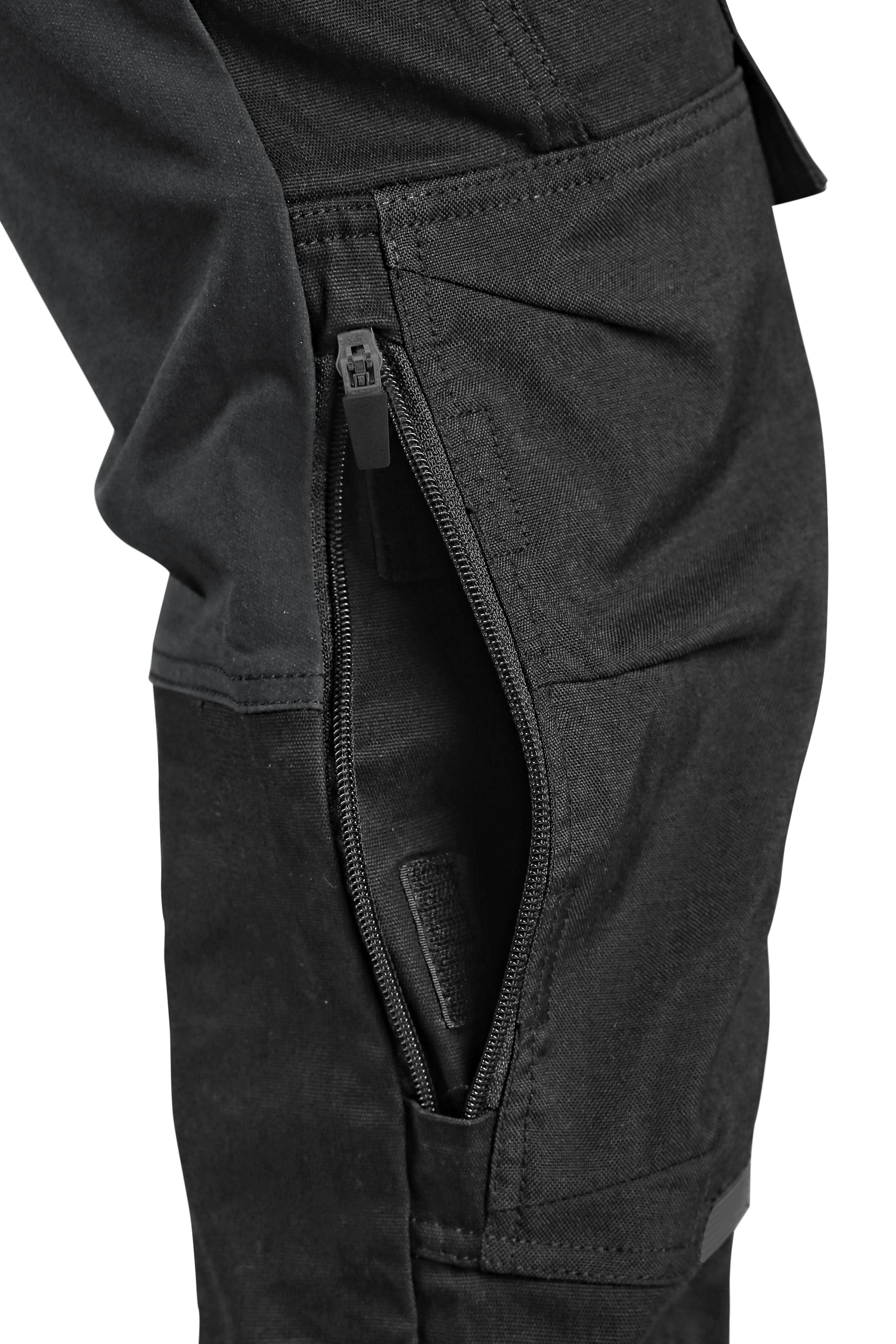 CXS LEONIS, MEN'S, WORK PANTS, BLACK WITH BLUE/RED ACCESSORIES
