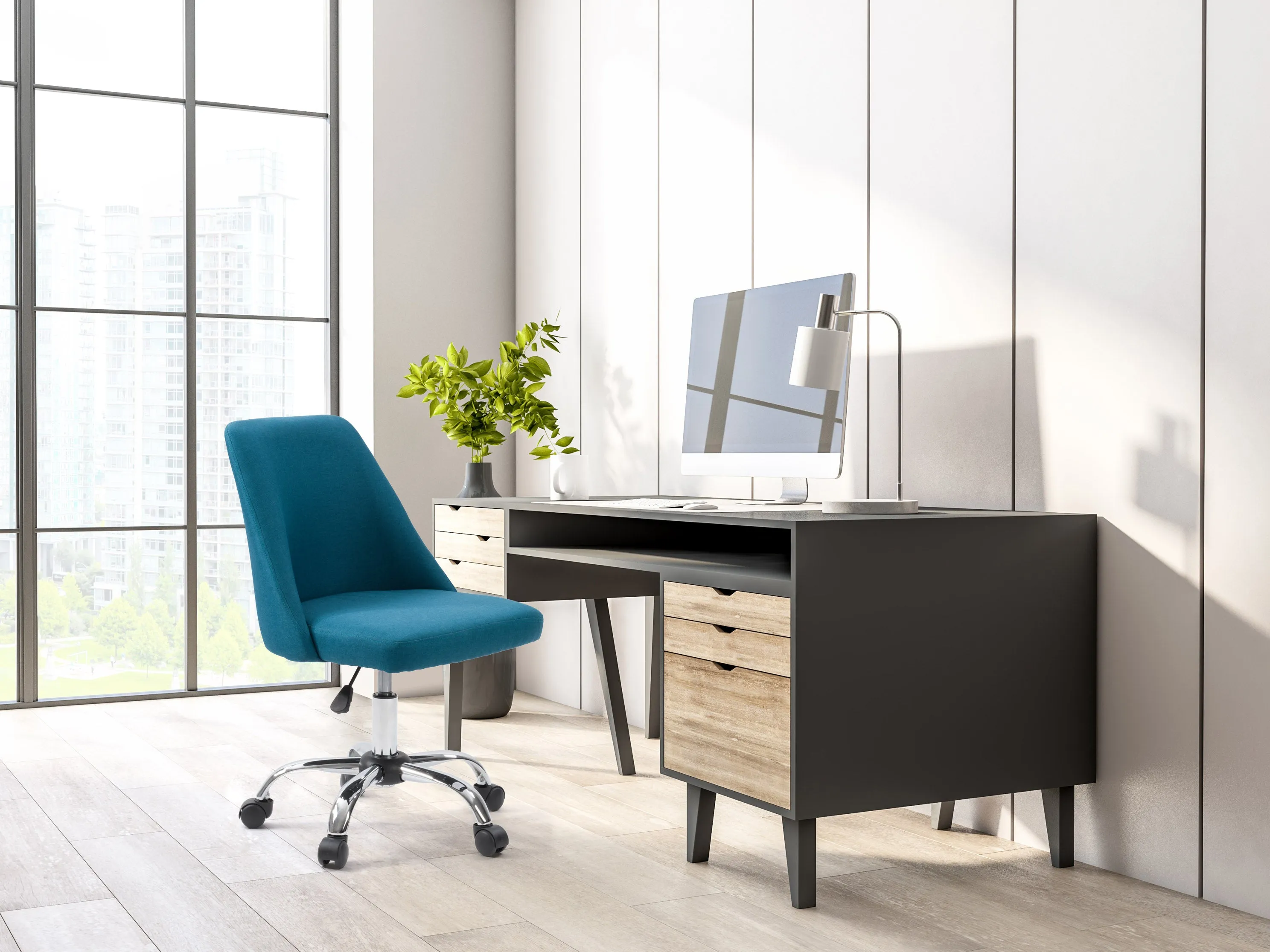 Dark Blue Armless Office Chair