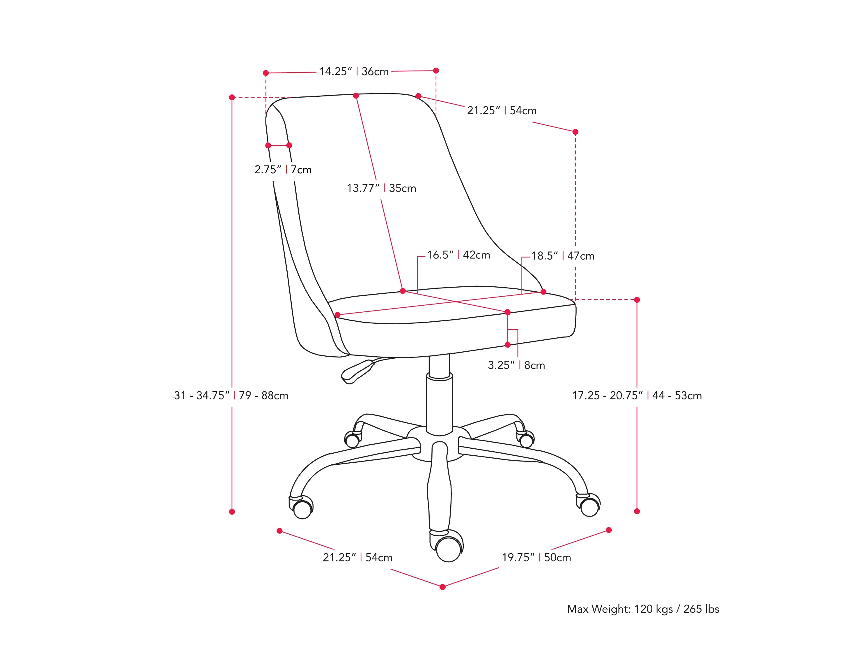 Dark Blue Armless Office Chair