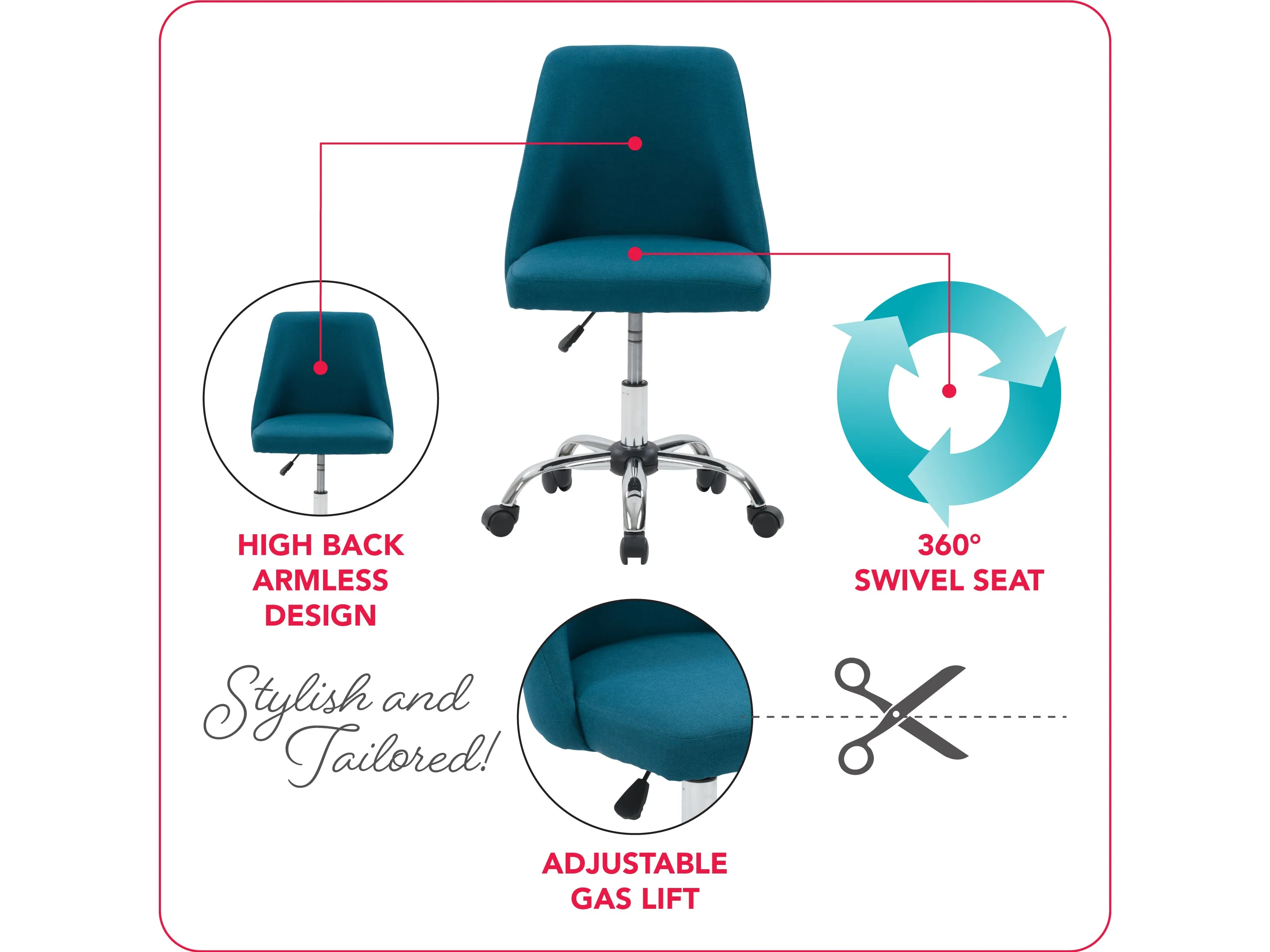 Dark Blue Armless Office Chair