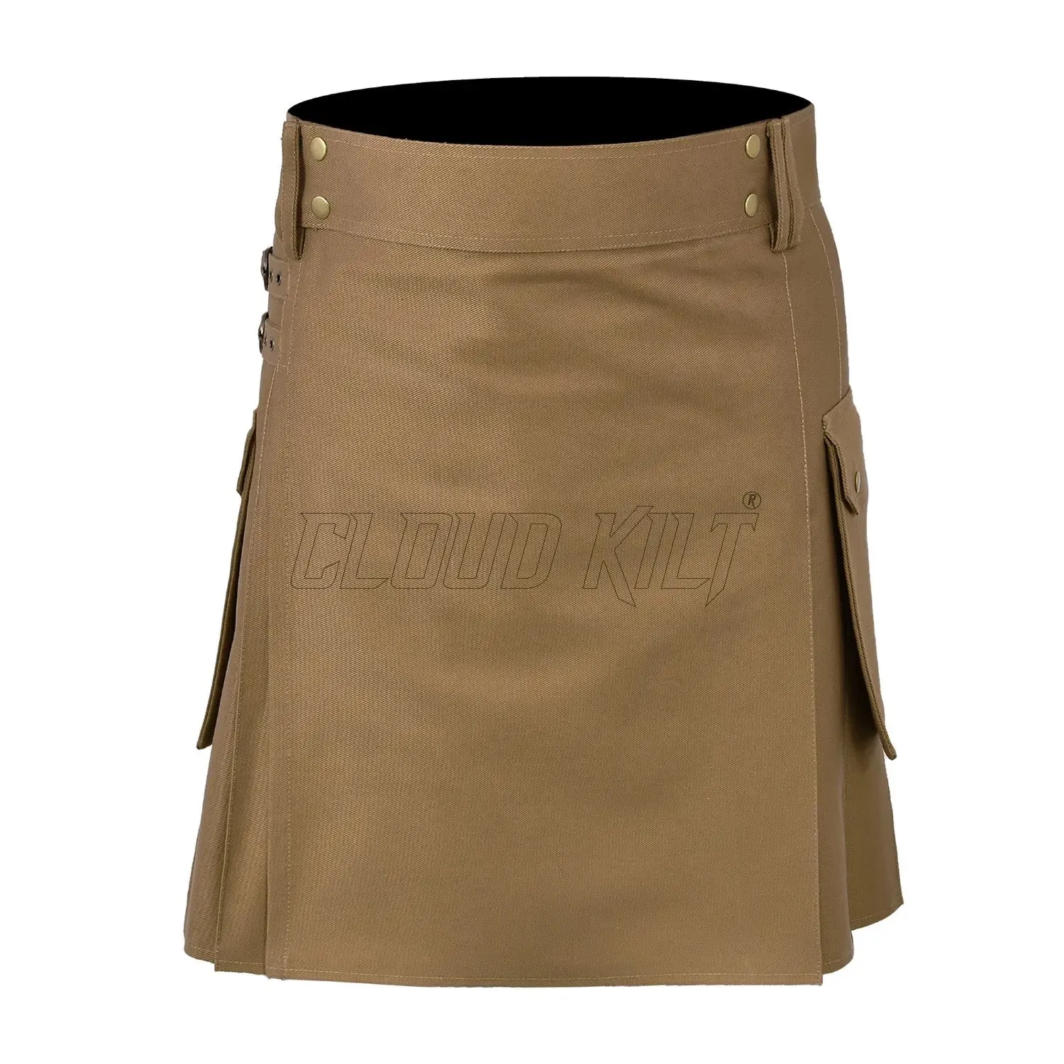 Deluxe Modern Khaki Utility Kilt For Men