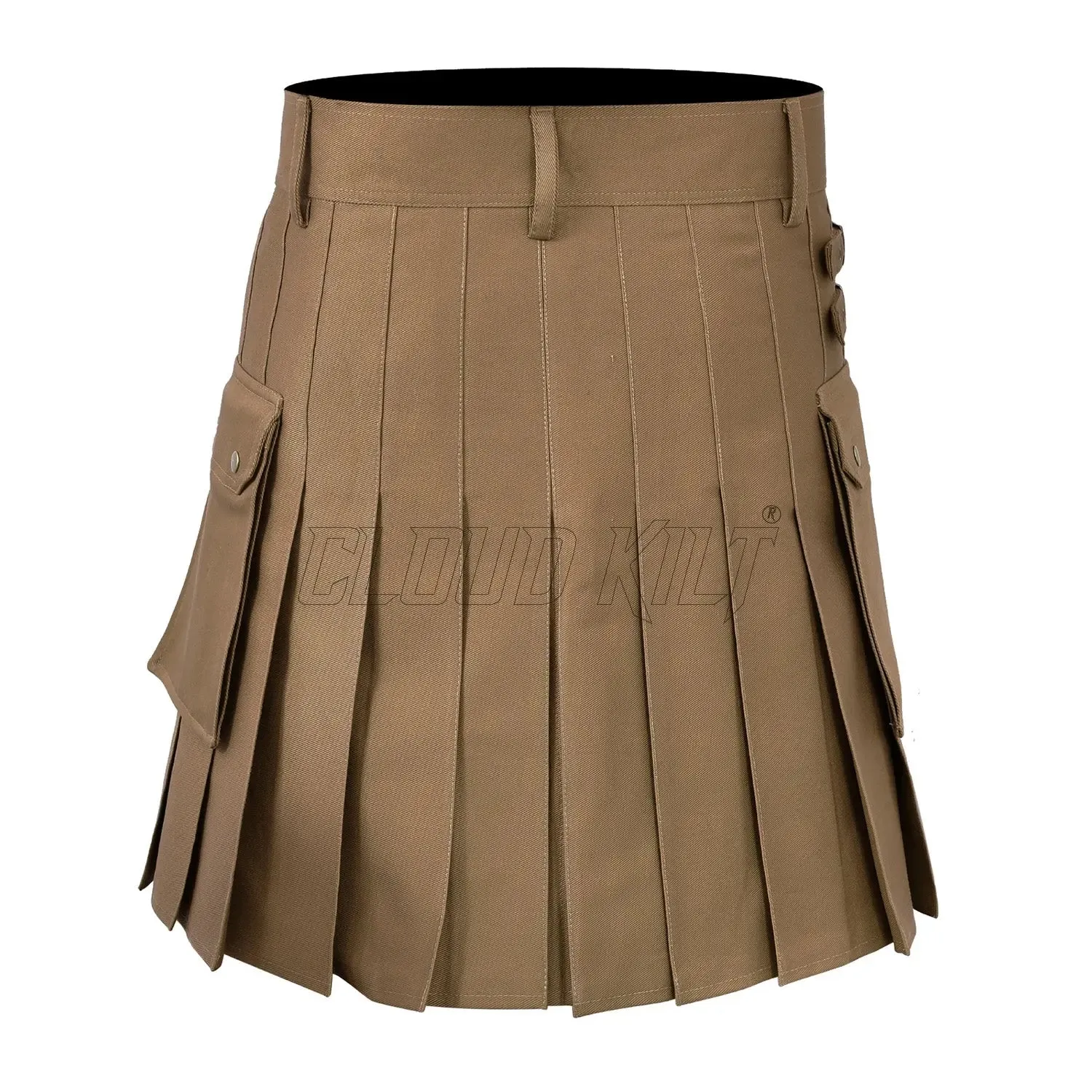 Deluxe Modern Khaki Utility Kilt For Men