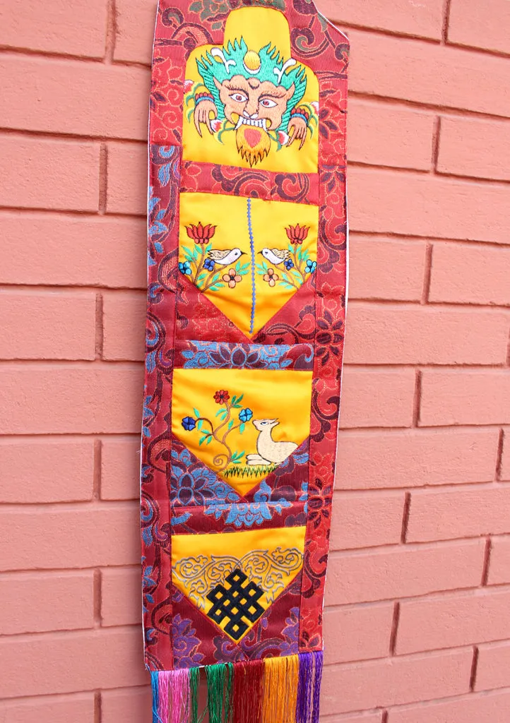 Embroidered Letter Case Brocade Tibetan Hanging Banner