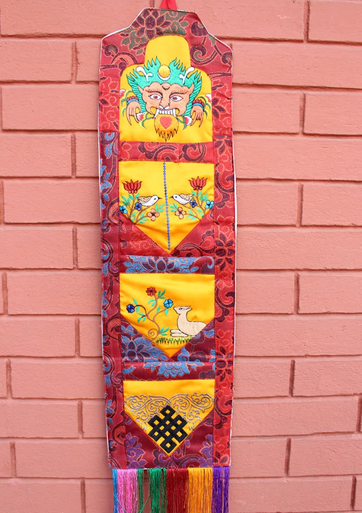 Embroidered Letter Case Brocade Tibetan Hanging Banner