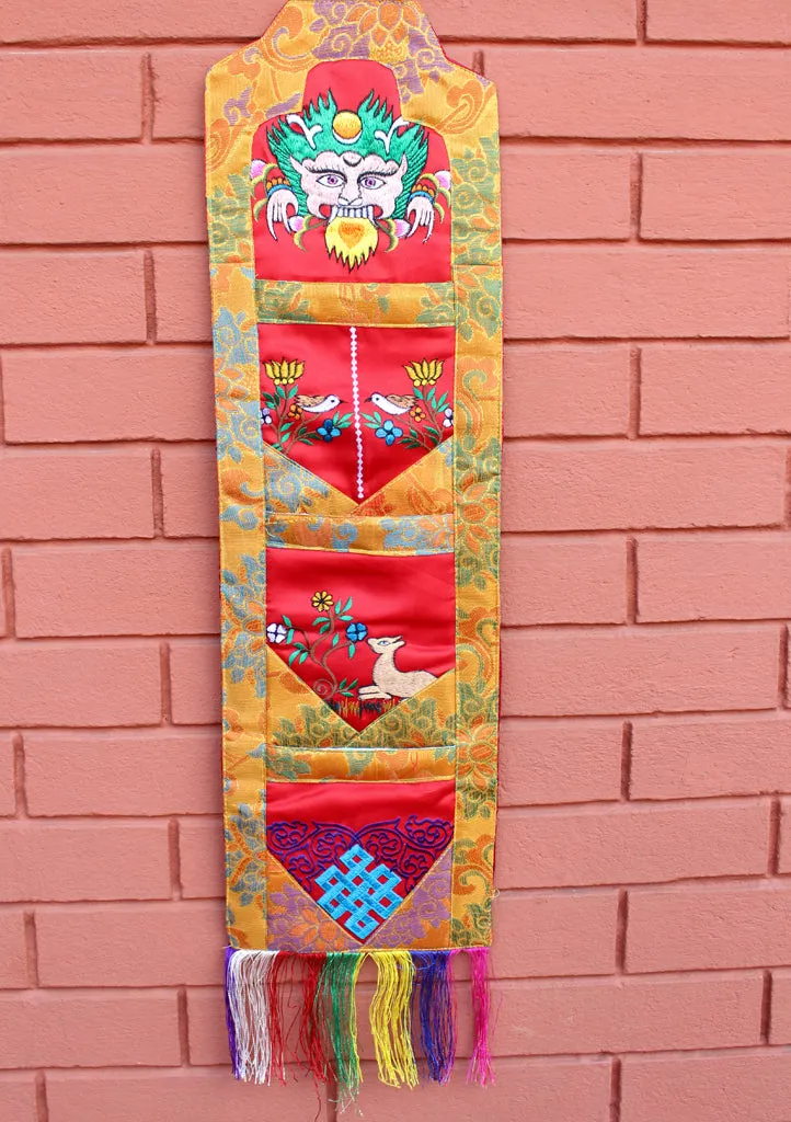 Embroidered Letter Case Brocade Tibetan Hanging Banner