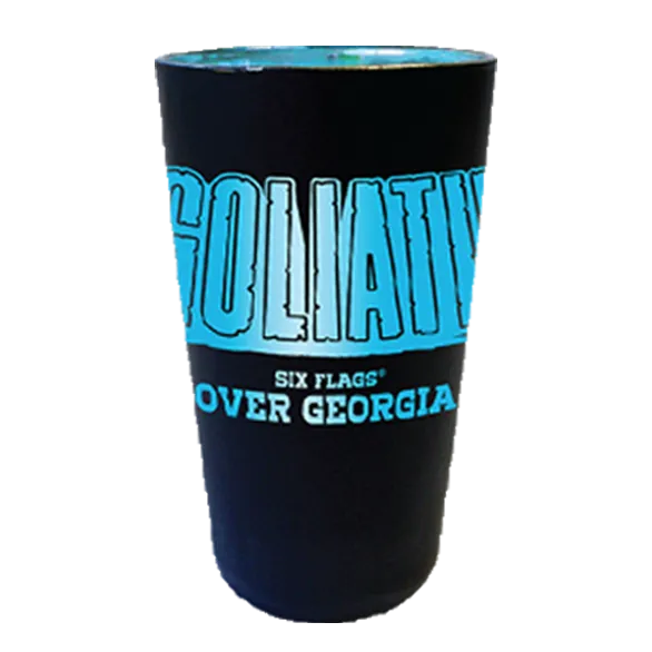 GOLIATH MATTE BLACK PINT GLASS (SIX FLAGS OVER GEORGIA)