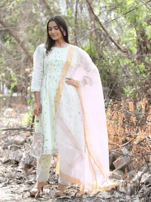 Green Women Hand Block Kurta Set