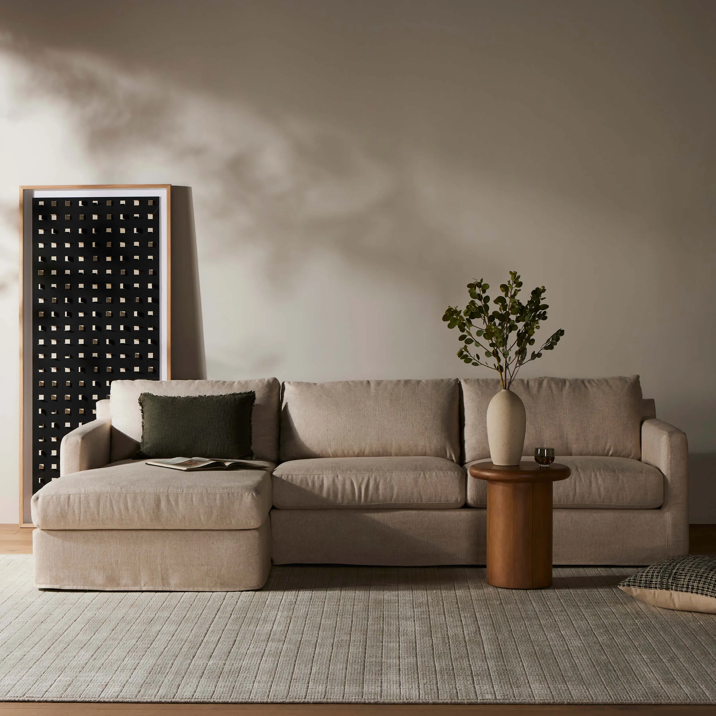 Hampton Slipcover Sectional, Evere Oatmeal