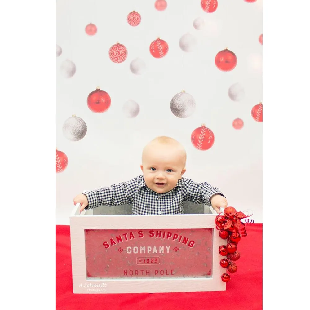 Hanging Red Ornaments Printed Backdrop